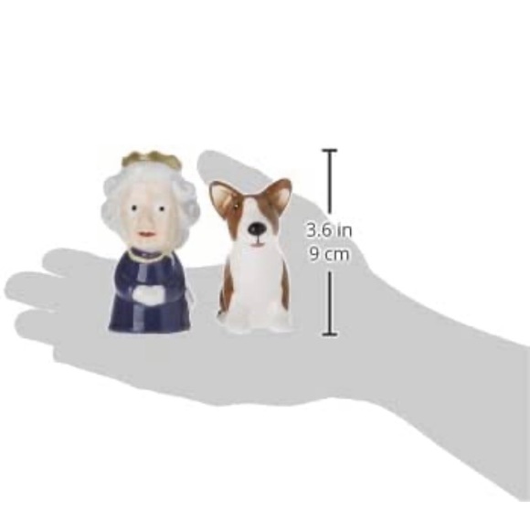 HRH Queen Elizabeth II and Corgi Figures Salt and Pepper Shaker Set RIP - Picture 4 of 4